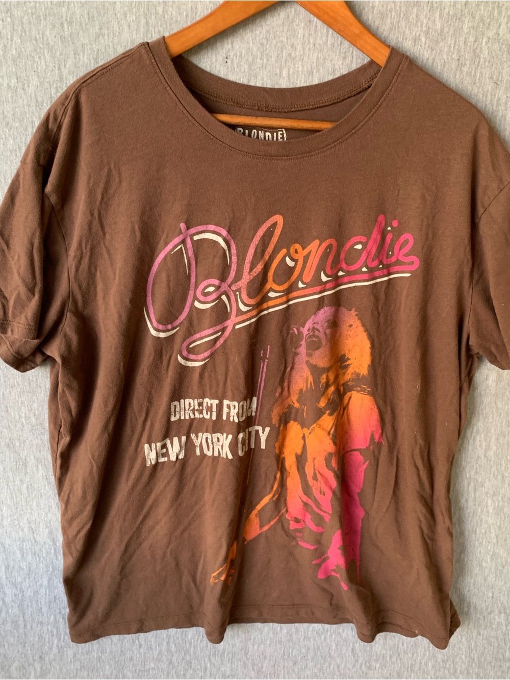 Blondie Direct From New York City Short Sleeve Brown Tee Shirt Size XL Concert
